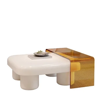 Креативный дизайнер для современных небольших домов, квадратный чайный столик в кремовом стиле, Акриловый чайный столик для гостиной