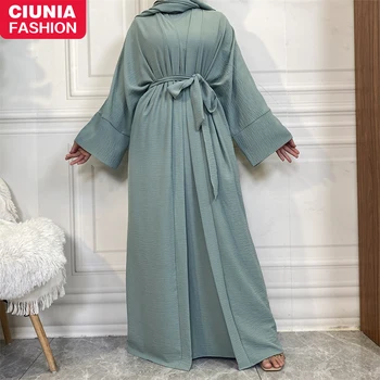 Абайи для женщин на Ид, Мусульманские комплекты из 2 предметов, Однотонное платье, Дубайский молитвенный Макси-халат, Турецкие внутренние платья, одежда для африканского ислама