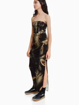Весенне-летнее новое платье с запахом в стиле Вестерн 2023, сексуальное повседневное платье с принтом в стиле ретро 