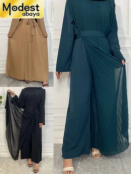 Скромная Абая Дубай Роскошный Халат Femme Musulmane Турция Кафтан Ислам Платье-Хиджаб Кафтан Марокканский Комбинезон Мусульманская Женская Одежда
