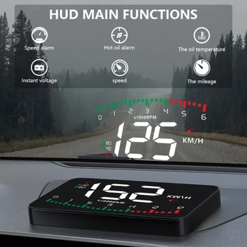 Автомобильный головной дисплей, автомобильный HUD-дисплей A900 OBDII, автоматический светоотражающий экран, индикатор скорости на лобовом стекле
