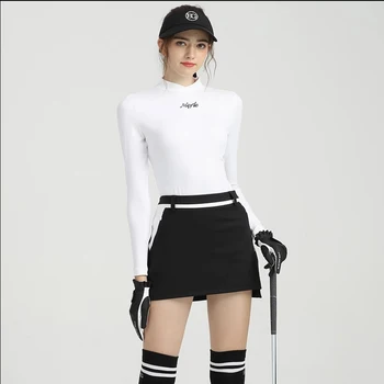 Новый стиль, женская форма для гольфа, нижнее пальто, Облегающая футболка с круглым вырезом и длинным рукавом, Быстросохнущая дышащая спортивная одежда