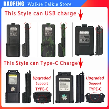 Аккумулятор для портативной рации Baofeng uv-5r Зарядное Устройство USB/Type-C Компактная Перезаряжаемая Батарея UV5RE UV5RT F8HP Двухстороннее Радио Baofeng