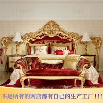Кровать в европейском стиле вилла с двуспальной кроватью главная спальня с большой кроватью 2 м высококачественная роскошная массивная кровать 1,8 м мебель на заказ