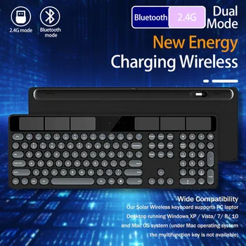 Беспроводная солнечная клавиатура PhotonSol, клавиатура с питанием от света, Bluetooth 2,4 ГГц для компьютера, ноутбука, игровой клавиатуры для бизнеса, домашнего офиса.