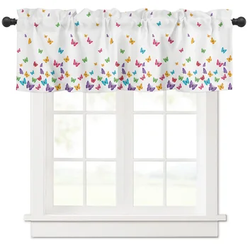 Красочные белые занавески на кухонном окне в виде бабочки Украшение дома Короткая занавеска для гостиной спальни Маленькие шторы Cortinas