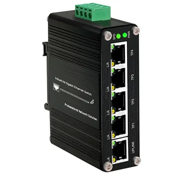 Мини Промышленный 5-портовый Гигабитный коммутатор Ethernet POE Опционально 10/100/1000 Мбит / с Сетевой коммутатор RJ45 Din с IP40 Алюминиевый корпус