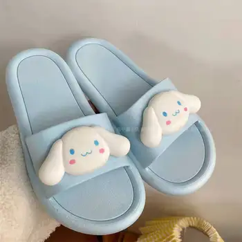 Sanrio hello kitty/ летняя милая домашняя обувь с героями мультфильмов, тапочки с круглым носком корицы, пляжная обувь для девочек, мультяшные сандалии