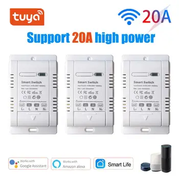 Автоматический выключатель Tuya 20A Smart Switch, управление приложением, монитор питания, защита от перегрузки Работает с Alexa Google Home Siri