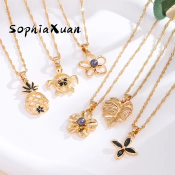 Гавайское ожерелье SophiaXuan, популярные ожерелья с подвеской в виде ананаса, черепахи, цветочных листьев, Модные тенденции, ювелирные изделия для женщин, новинка 2023 года