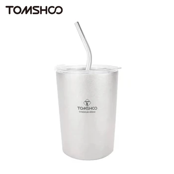 Tomshoo Изолированная титановая чашка Легкая походная кофейная чашка Прочная Уличная чашка Чашка для чая с молоком из титанового хрусталя с соломинкой