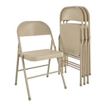 Мебель для дома, обеденный стул, стальной складной стул Mainstays (4 шт.), бежевый