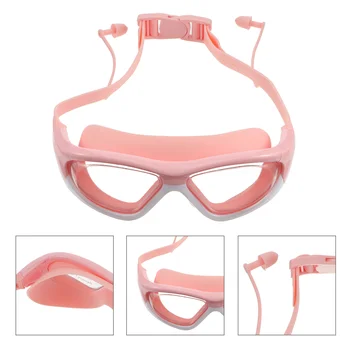 Детские очки для плавания с защитой от запотевания, пластиковые очки в большой оправе с защитой от запотевания для детей