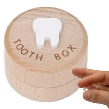 Коробка для молочных зубов, деревянная коробка для хранения выпавших зубов На память, милый резной контейнер для зубов, коробка для хранения подарочных сказочных подарков, Зубная заставка