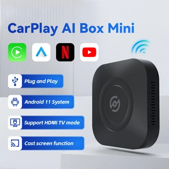AuroraLink CarPlay Ai Box Android 11 TV Box Беспроводной Автомобильный Адаптер CarPlay Android с Netflix YouTube Streaming Box для Автомобиля