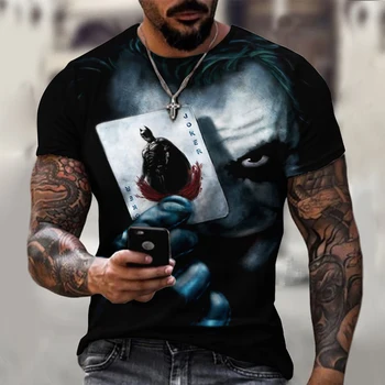 Футболка Bad Clown Heath Ledger с 3D-печатью и красочным рисунком с круглым вырезом для мужчин/женщин, популярные модные быстросохнущие футболки