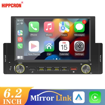 Hippcron CarPlay Android Auto Автомагнитола 1din Bluetooth Мультимедийный Видео MP5 Плеер 6,2 дюймовый Сенсорный Экран С Дистанционным Управлением