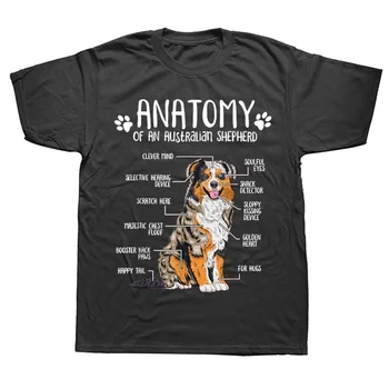 Футболки Anatomy Australian Shepherd Dog Lover, Австралийские футболки, хлопковая уличная одежда с коротким рукавом, подарки на день рождения, футболки в летнем стиле для мужчин