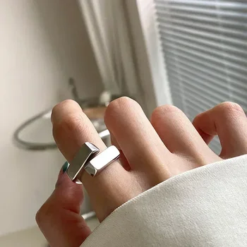 Уникальное простое кольцо из стерлингового серебра 925 пробы для женщин, модные украшения, винтажное кольцо ручной работы с открытым пальцем, аллергия на подарок для вечеринки