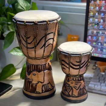 Африканский барабан, детский бубен для начинающих, 4-дюймовый 6-дюймовый 8-дюймовый барабан из козьей кожи