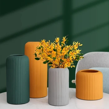 Цвет Римской колонны Nordic Morandi, Матовая текстура, Керамическая ваза для сухих цветов, домашний декор, Поделки, Художественная ваза, подарок