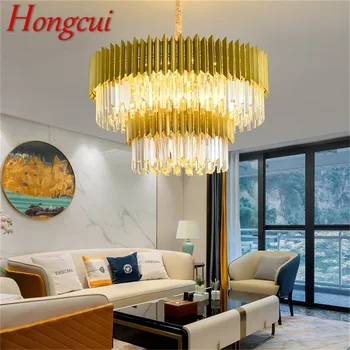 Роскошная люстра Hongcui Gold, лампа в постмодернистском стиле, подвесные светильники для дома, декоративные светодиодные светильники для гостиной, столовой