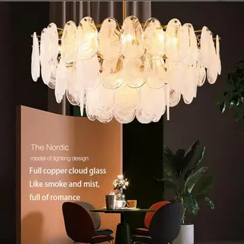 Современная роскошная потолочная люстра из матового стекла Cloud, подвесной светильник для гостиной, ресторан French Lustre, Многослойные светодиодные светильники
