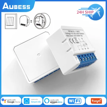 Aubess WiFi Smart Switch 1/2/3/4 Способ Двойного Управления Модулем Выключателя Света Tuya Smart Breaker Дистанционное Управление Через Alexa Google Home