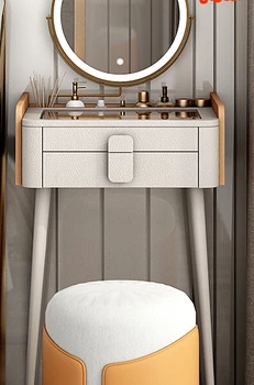 Очень узкий туалетный столик из мини-закаленного стекла, современный минималистичный столик для макияжа в спальне онлайн-знаменитостей