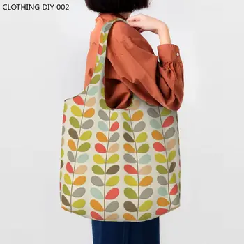 Сумка для покупок Orla Kiely Grocery, холщовая сумка-тоут, вместительные сумки через плечо, моющиеся сумки со скандинавскими цветами, многоствольная сумка