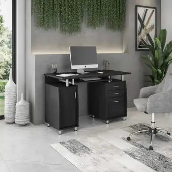 Письменный стол с выдвижными ящиками и картотекой для домашнего офиса, Письменный стол для хранения вещей, Espresso