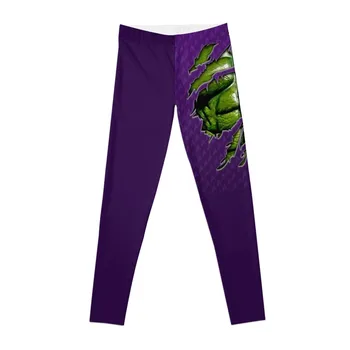 Зеленая мускулистая грудь фиолетового цвета, рваная футболка, леггинсы, спортивная одежда для спортзала, набор для фитнеса, спортивная одежда, женские леггинсы для фитнеса.
