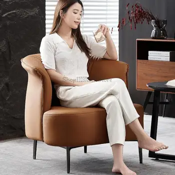Современный Легкий Роскошный Минималистичный диван-кресло для одного человека, Скандинавская гостиная, Домашний Одноместный стул, Простой диван из итальянской кожи