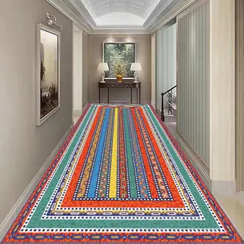 Ковровая дорожка для длинного коридора в европейском стиле, декор для прихожей в отеле, Полосатый коврик, Моющиеся Коврики для пола на лестнице виллы, украшение дома