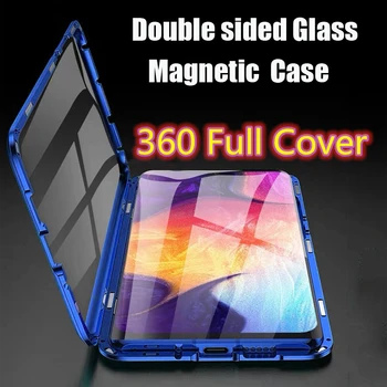 360 Полное Покрытие Металлический Магнитный Адсорбционный Чехол Для Телефона Oppo A9 2020 Cases С Двойным Закаленным Стеклом Coque Oppo A9 2020 Fundas Shell