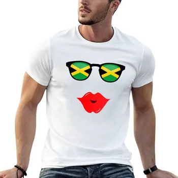 Солнцезащитные очки с Ямайским флагом, Губы - Футболка с Флагом Ямайки, белые футболки для мальчиков, винтажная одежда, забавные футболки, мужские тренировочные рубашки
