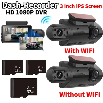 Видеорегистратор с двумя объективами для автомобилей Black Box Автомобильный видеорегистратор Full HD 1080P с Wi-Fi ночного видения G-сенсор Dashcam Dvr Автомобильная камера