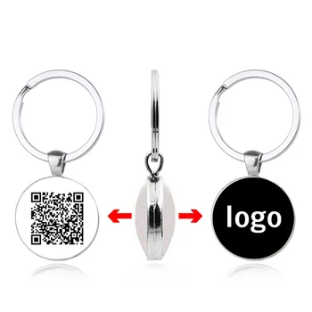 Брелок для ключей на заказ, логотип, брелок для ключей, Qr-код, Персонализация, черно-белый Брелок для ключей с двойной фотографией