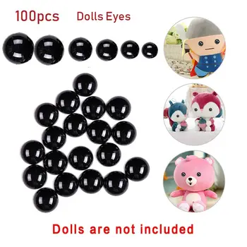 100 шт. черные пластиковые защитные глазки для медведей, животные для валяния, кукольные поделки, детские плюшевые игрушки, аксессуары для кукол своими руками