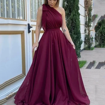 Сексуальное темно-красное вечернее платье на одно плечо, тюлевое платье для выпускного вечера трапециевидной формы, Элегантное платье на заказ, Новое праздничное платье