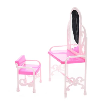 2 шт./компл. Туалетный столик для куклы Принцессы Подарок на День Рождения со стулом Для Куклы Барби Мебель Аксессуары Для девочек Детские игрушки