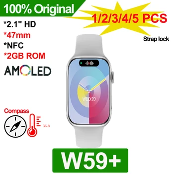 Amoled W59 + Смарт-часы 2 ГБ ПЗУ Компас NFC Feel Game BT Call Музыкальный плеер W59 Plus Smartwatch Для Мужчин и Женщин