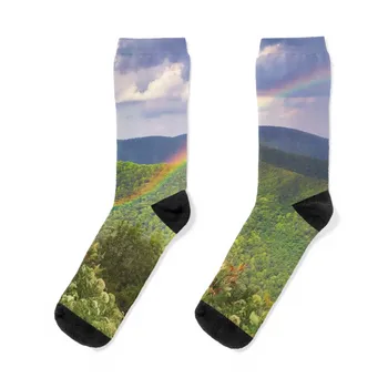 Bluff Mountain Rainbow - Носки Blue Ridge Mountains, рождественские подарки, Женские Носки в стиле хип-хоп, Мужские