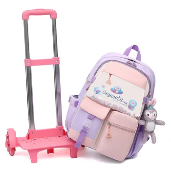 Детские школьные сумки на колесиках для девочек, детские рюкзаки на колесиках, багажная тележка, рюкзак на колесиках, рюкзак на спине, школьные сумки, мешок Mochila