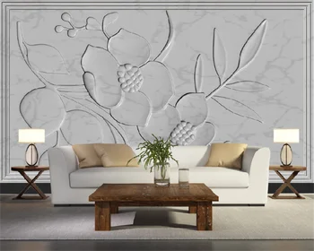 Современная минималистская мода гипсовый цветочный узор гостиная спальня диван телевизор фон стены украшение дома настенные обои