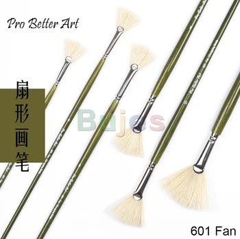 Pro Better Art 601 Artist Fan Paint Brush, Кончики Кистей из Натуральных волос с белой Свиной Щетиной, Предотвращающие Выпадение, Отлично подходят для Акриловой Акварели