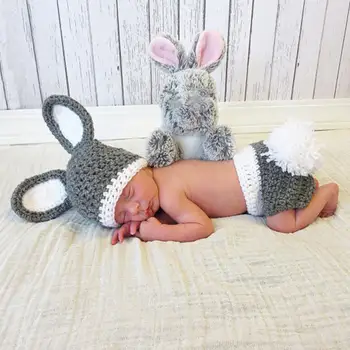 1 комплект Прочной детской шляпы, прекрасный костюм для новорожденных, детская шляпа с ушастым кроликом для фотосъемки на ощупь