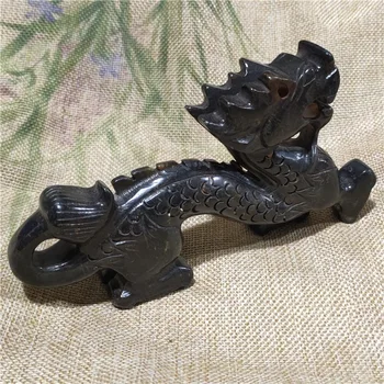 Антикварный нефрит для изготовления старинных поделок железный камень держатель ручки с зодиакальным драконом культурное украшение Хуншань