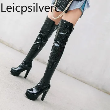 Осенне-зимние модные женские ботинки на высоком каблуке с однотонным металлическим украшением, пикантные женские ботинки на квадратном каблуке с круглым носком и молнией высотой 12 см