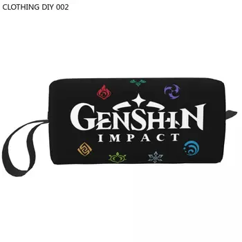 Дорожная сумка для туалетных принадлежностей Genshin Impact Elements Портативный Игровой Аниме-органайзер для косметики для женщин для хранения косметики Dopp Kit Box